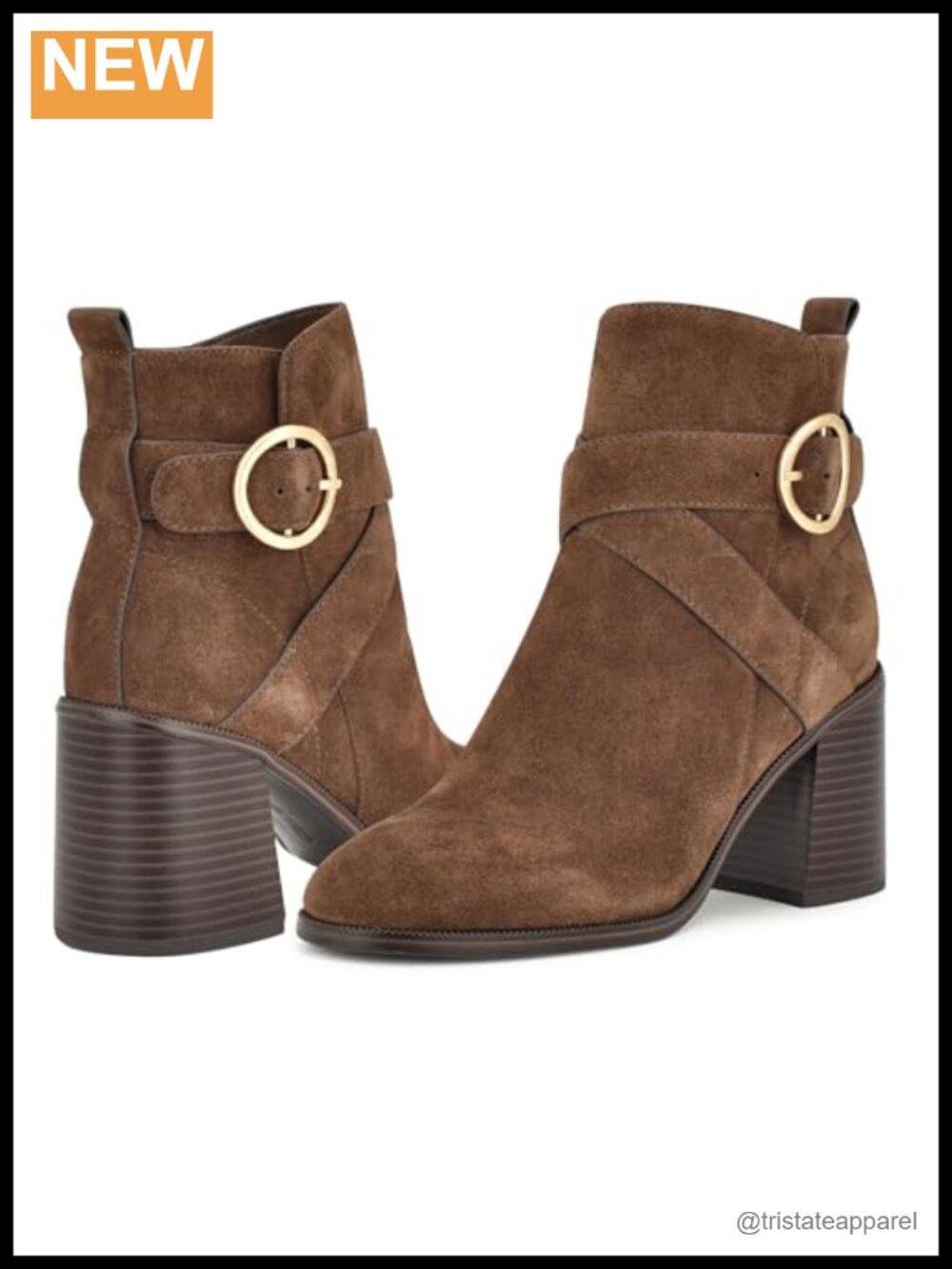 Nine West Suede Ankle Booties with Buckle, Zip Closure, High Heel